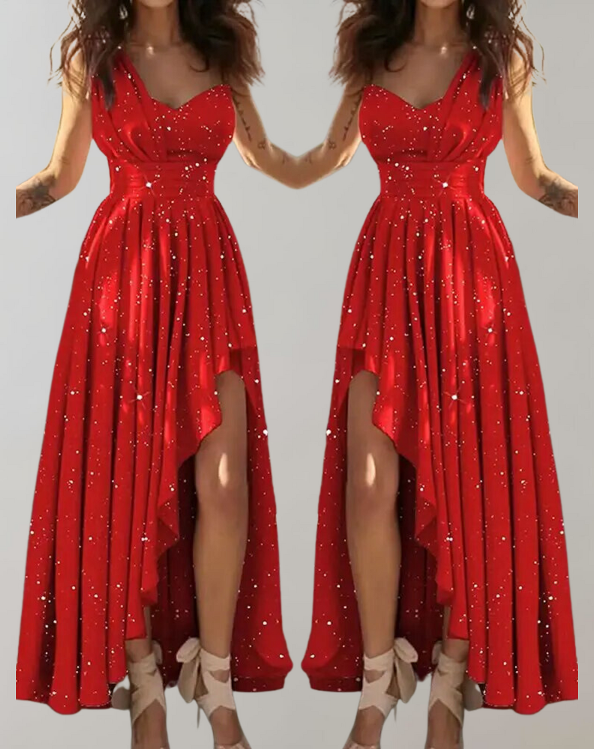 Robe de gala femme ajustée à manches longues, rose ou rouge, rouge