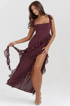 Robe de soirée femme à manches longues, fermeture éclair
