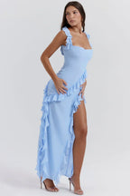 Robe de soirée femme à manches longues, fermeture éclair