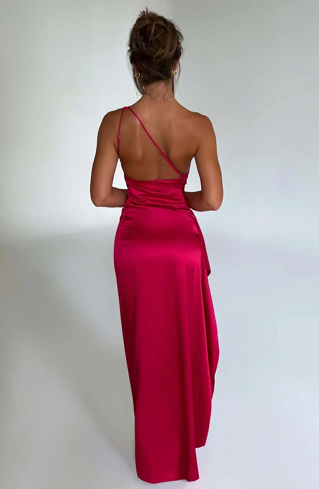 Robe longue de soirée asymétrique, plissée et fendue, six coloris