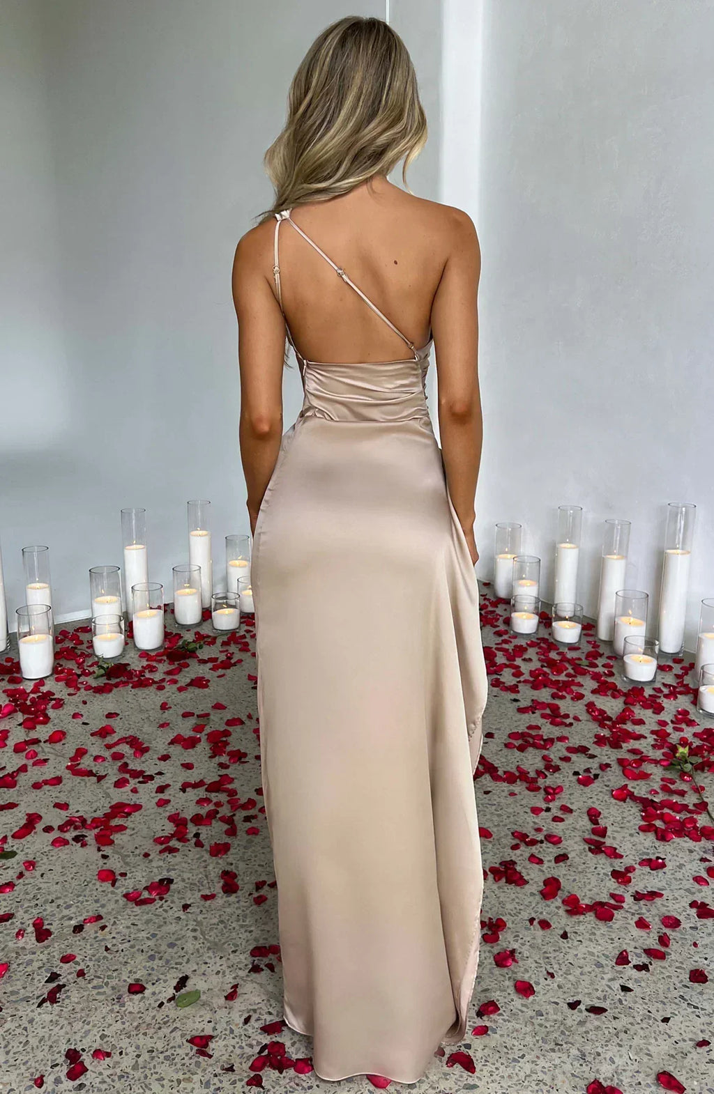 Robe longue de soirée asymétrique, plissée et fendue, six coloris