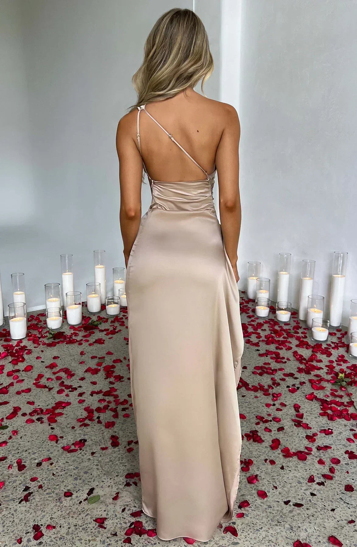 Robe longue de soirée asymétrique, plissée et fendue, six coloris