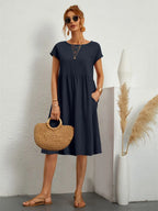 Robe décontractée femme à poches, cinq coloris, du S au 2XL