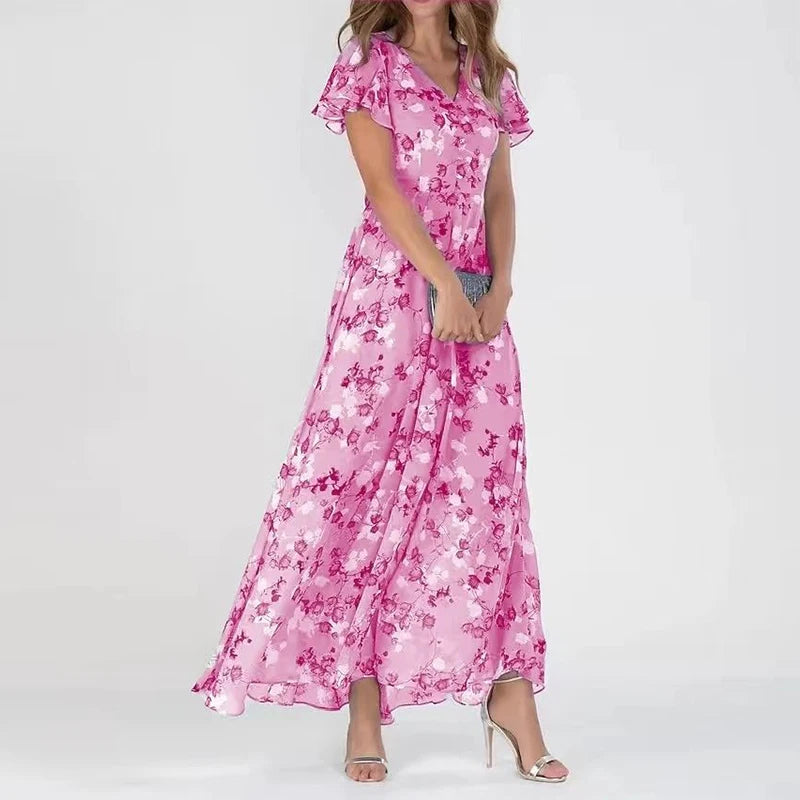 Robe d'été cintrée femme, couleurs vives, du S au 3XL, rose clair