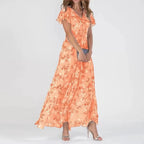 Robe d'été cintrée femme, couleurs vives, du S au 3XL, orange