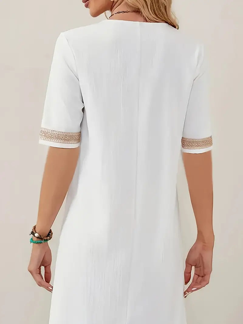Robe d'été fluide à détails en crochet, quatre coloris, du S au 3XL