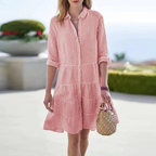 Robe midi fleurie à manches papillon, col V, taille cintrée, rouge