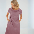Robe d'été évasée à col V et poches, huit coloris, S au 2XL, violet