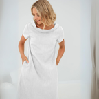 Robe d'été évasée à col V et poches, huit coloris, S au 2XL, blanc