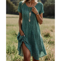 Robe d'été imprimée femme à coupe fluide, du S au 3XL, imprimé vert
