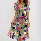Robe d'été fleurie en mousseline, col croisé, jupe asymétrique, multicolore