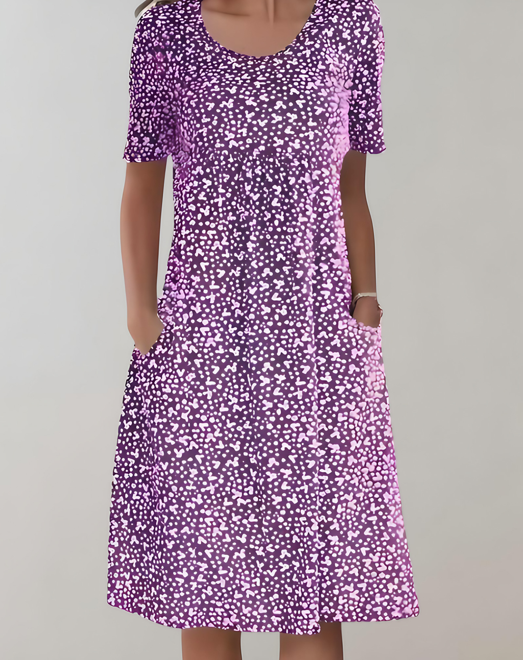 Robe d'été col V femme, coupe fluide, huit coloris, violet