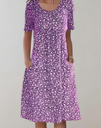 Robe d'été col V femme, coupe fluide, huit coloris, violet
