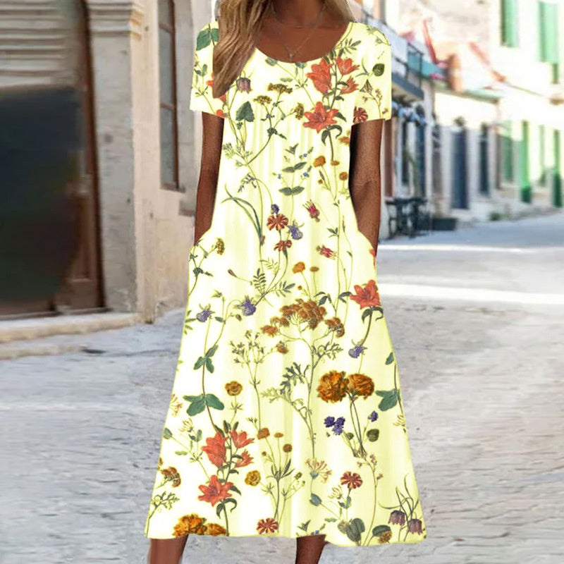Robe d'été fluide en tissu léger, cinq coloris, du S au 3XL, jaune