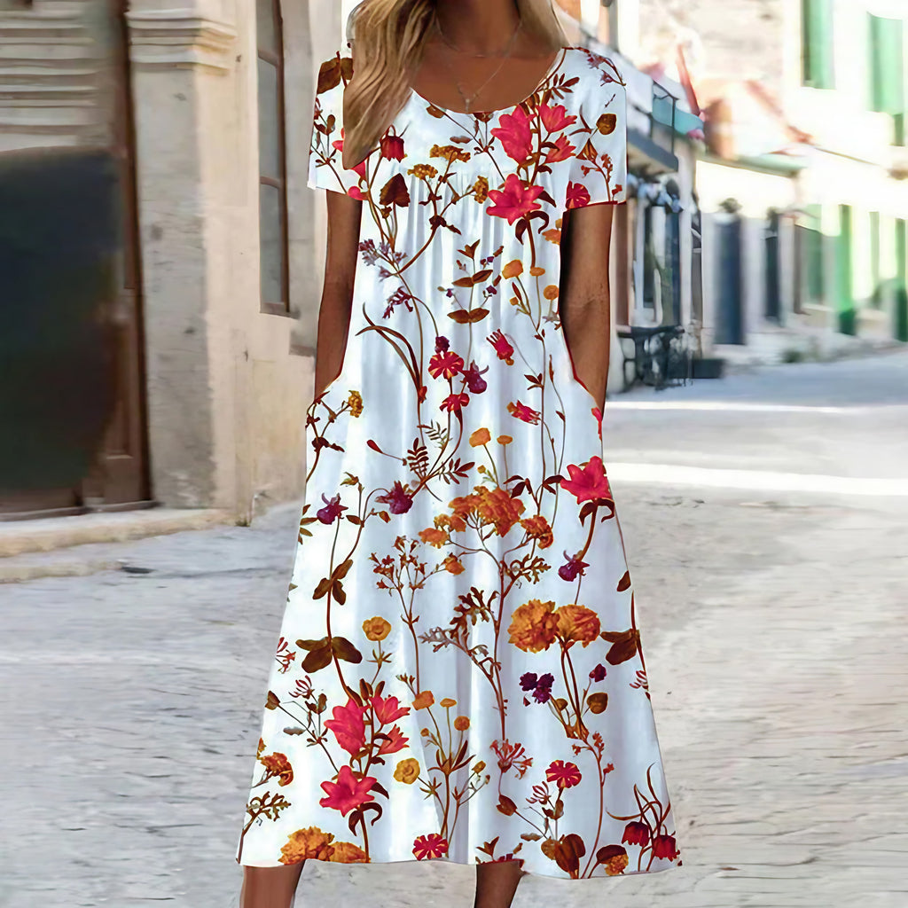 Robe d'été fluide en tissu léger, cinq coloris, du S au 3XL, rouge