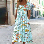 Robe d'été fluide en tissu léger, cinq coloris, du S au 3XL, bleu clair
