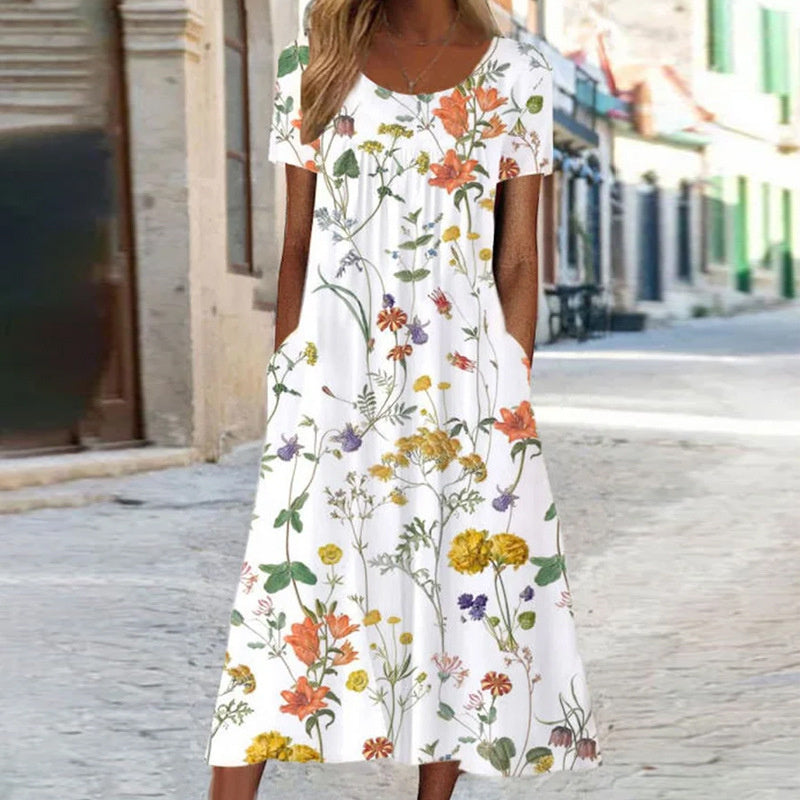 Robe d'été fluide en tissu léger, cinq coloris, du S au 3XL, blanc