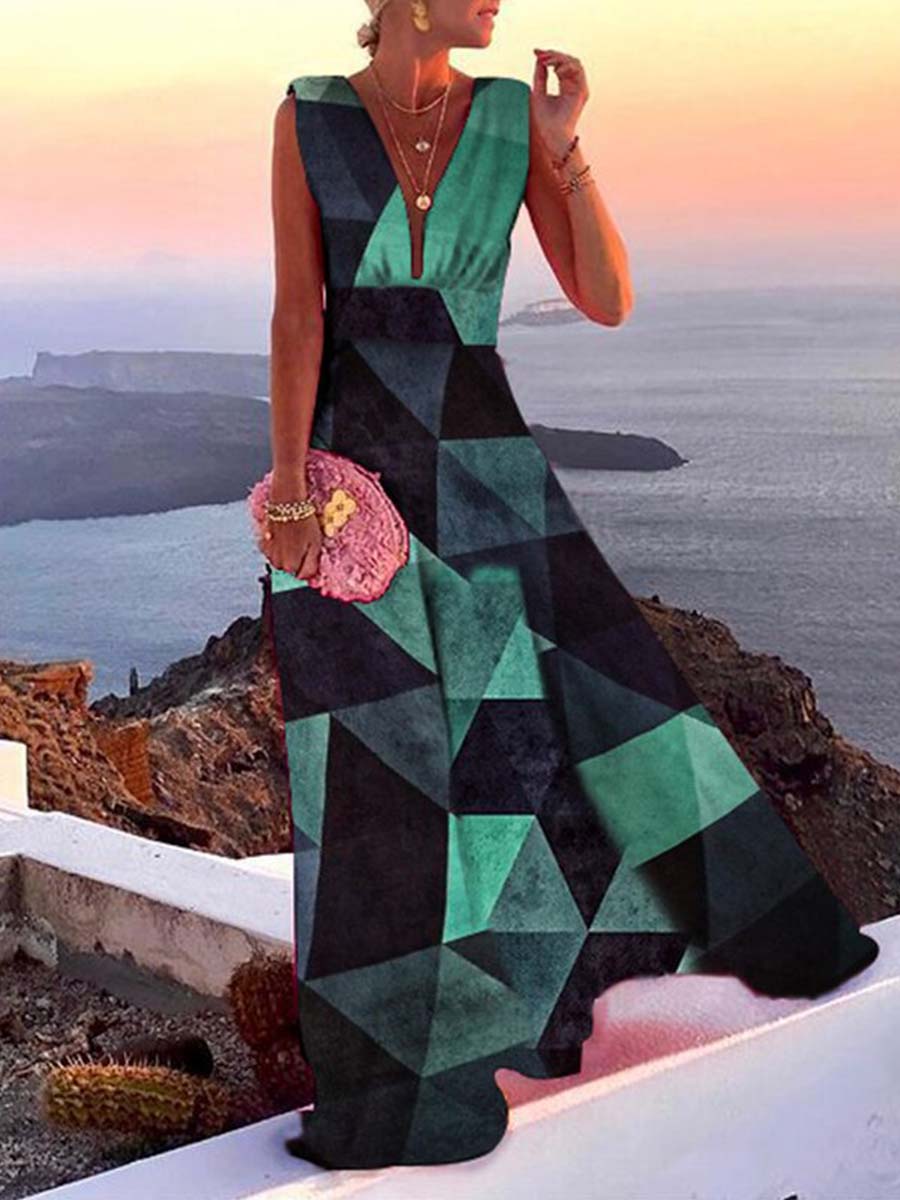Robe d'été longue femme, coupe fluide, quatre coloris vifs, vert