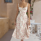 Robe d'été femme cintrée et fluide, unie ou fleurie, du S au 2XL, fleurs rouges