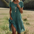 Robe courte d'été femme, coupe décontractée, trois coloris, vert