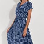 Robe d'été mi-longue femme, quatre coloris, du S au 2XL, bleu