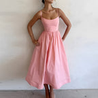 Robe midi d'été sans manches, jupe évasée, du XS au XL, rose