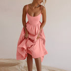 Robe midi d'été sans manches, jupe évasée, du XS au XL