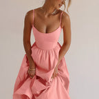 Robe midi d'été sans manches, jupe évasée, du XS au XL