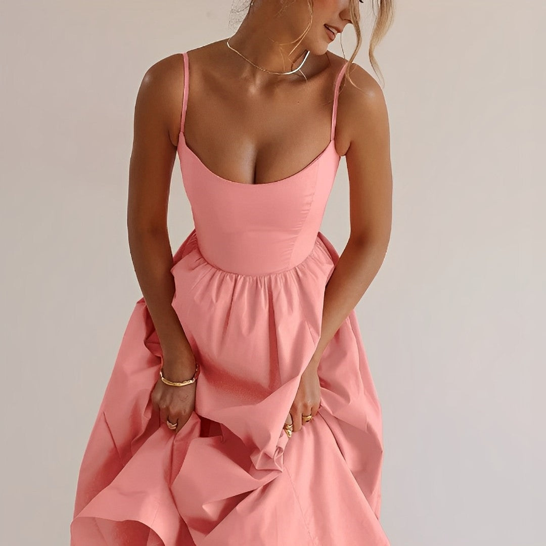 Robe midi d'été sans manches, jupe évasée, du XS au XL