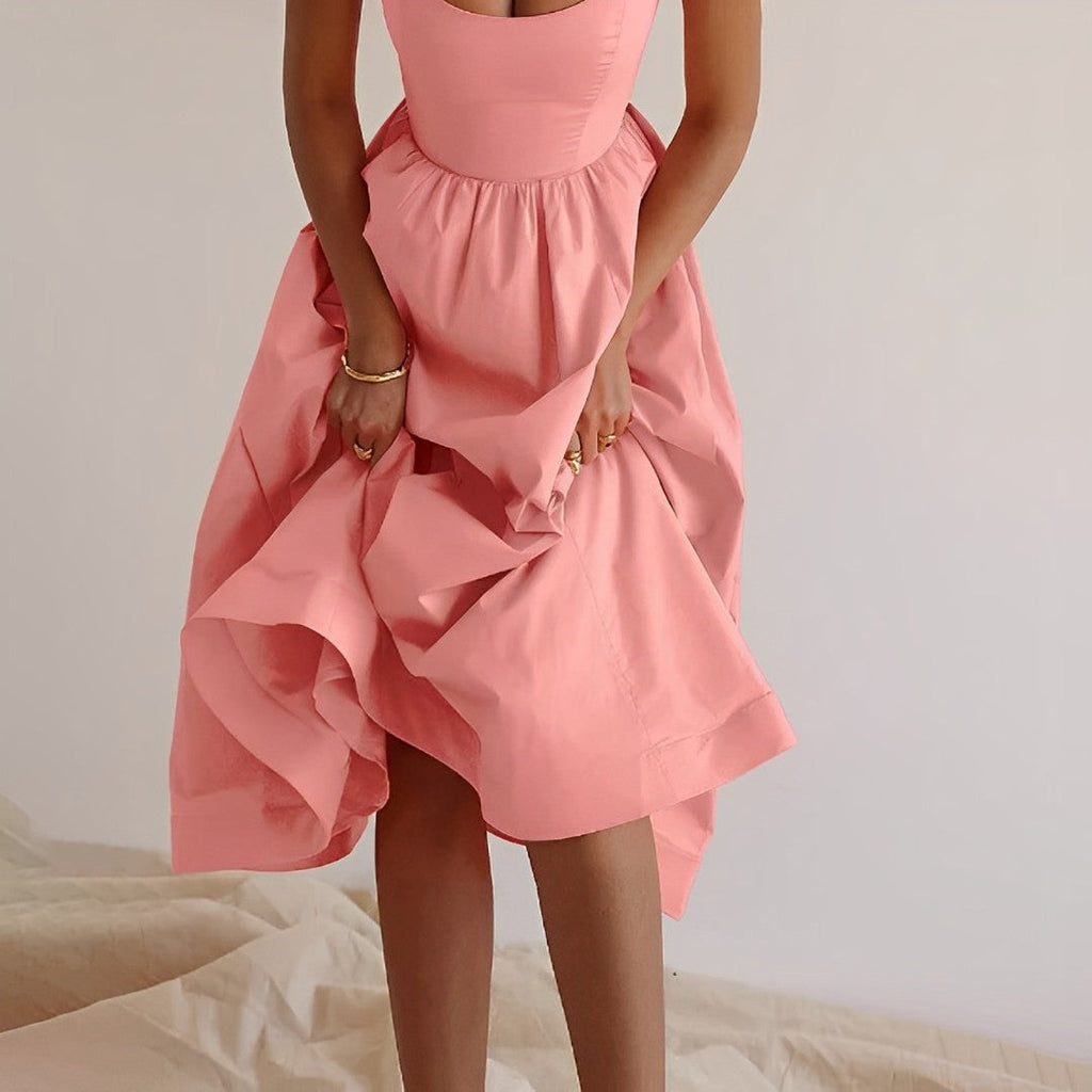 Robe midi d'été sans manches, jupe évasée, du XS au XL