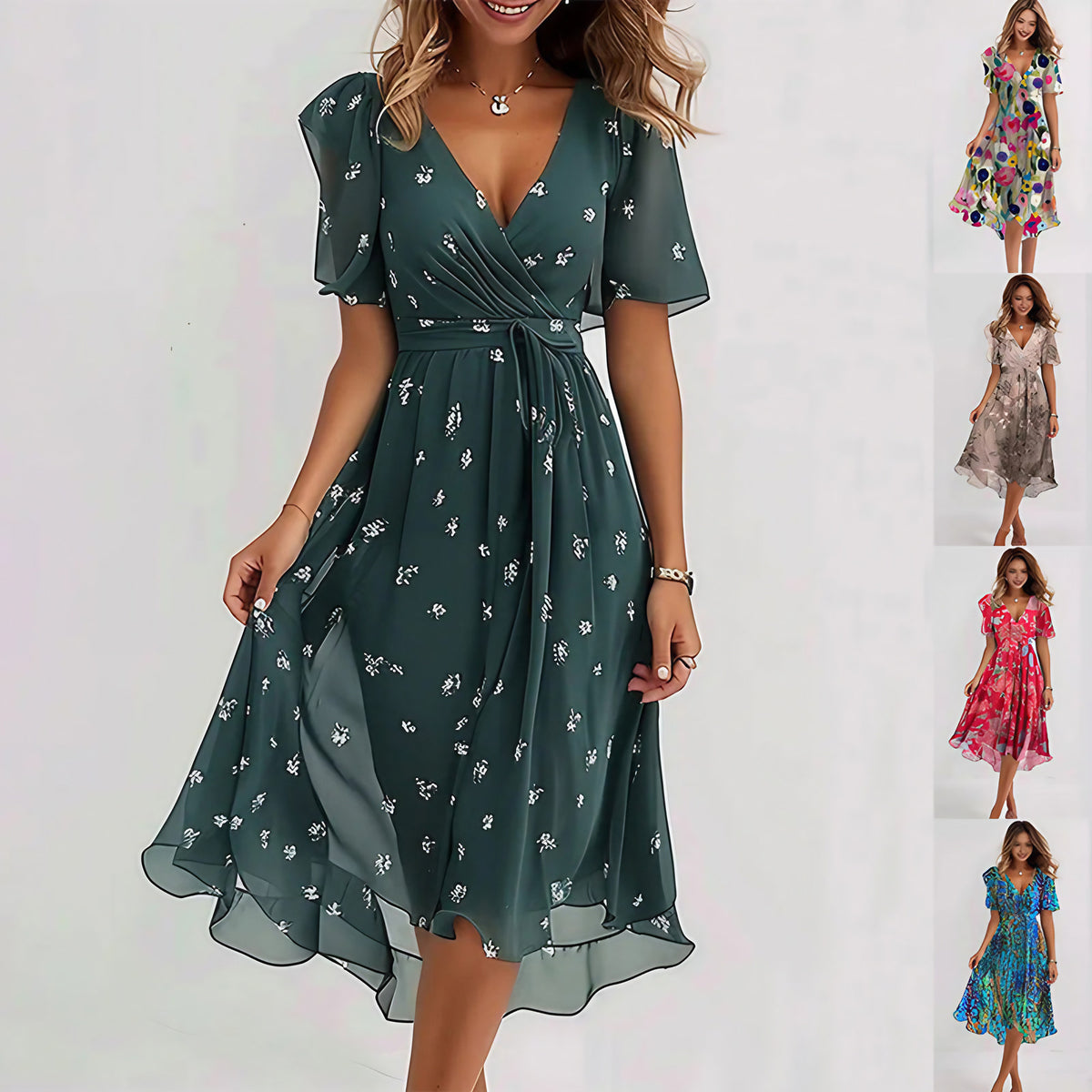 Robe d'été femme mi-longue fluide, entre midi et maxi