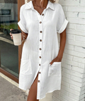Robe d'été femme à col V et bretelles réglables, coupe ample, blanc