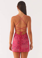Robe à sequins brodés dos nu, coupe ajustée, du S au 2XL