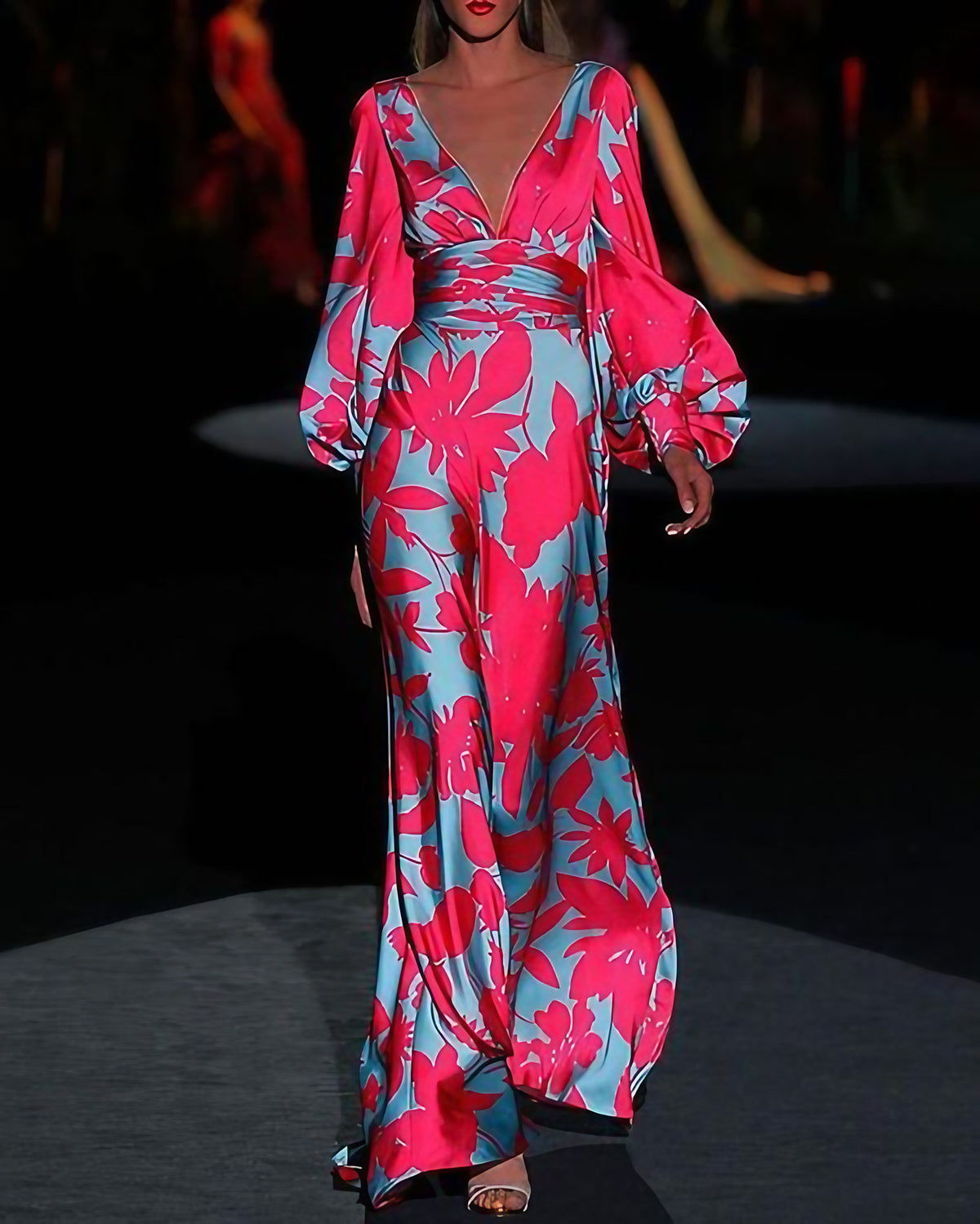 Robe évasée femme à col V, haut ajusté, quatre coloris, rose