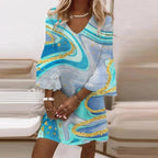 Robe imprimée femme en tissu léger, six coloris, du S au 5XL, bleu