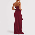 Robe longue bustier dos nu, coupe en A, quatre coloris