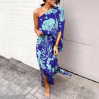 Robe longue à épaule asymétrique, huit coloris, du S au 2XL