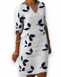 Robe femme à motif feuilles, col V, du S au 5XL, blanc