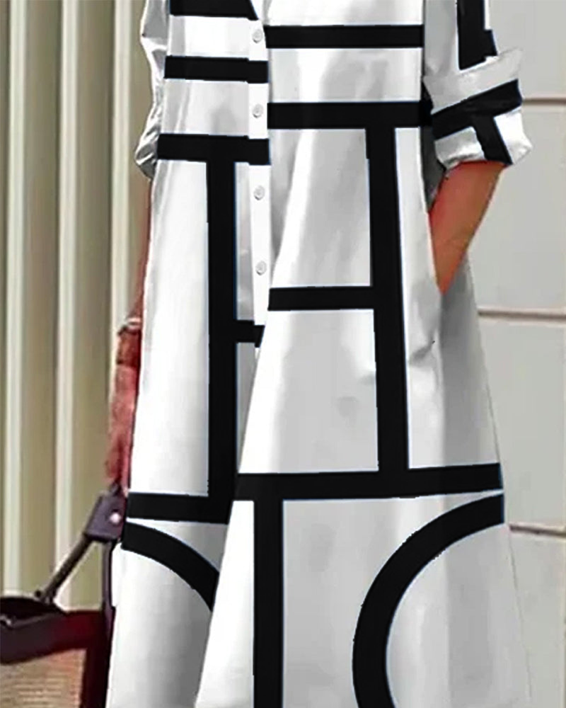 Robe femme à imprimé géométrique avec poches, du S au 5XL