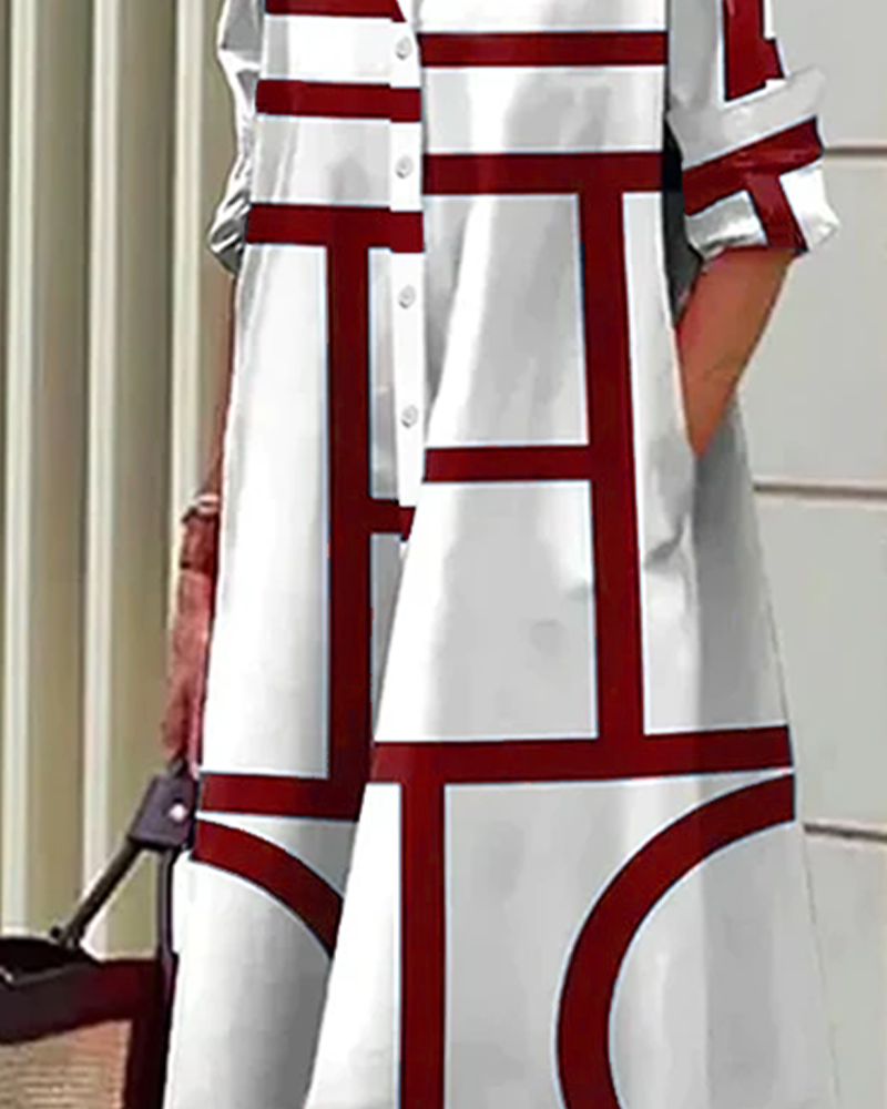Robe femme à imprimé géométrique avec poches, du S au 5XL