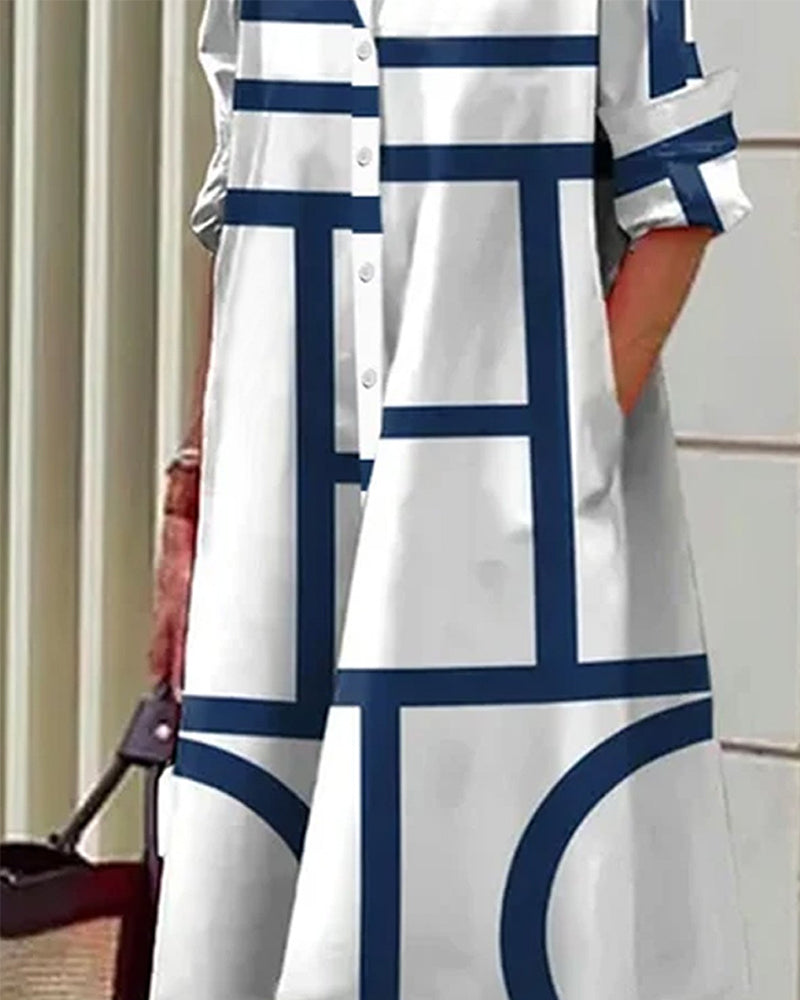 Robe femme à imprimé géométrique avec poches, du S au 5XL
