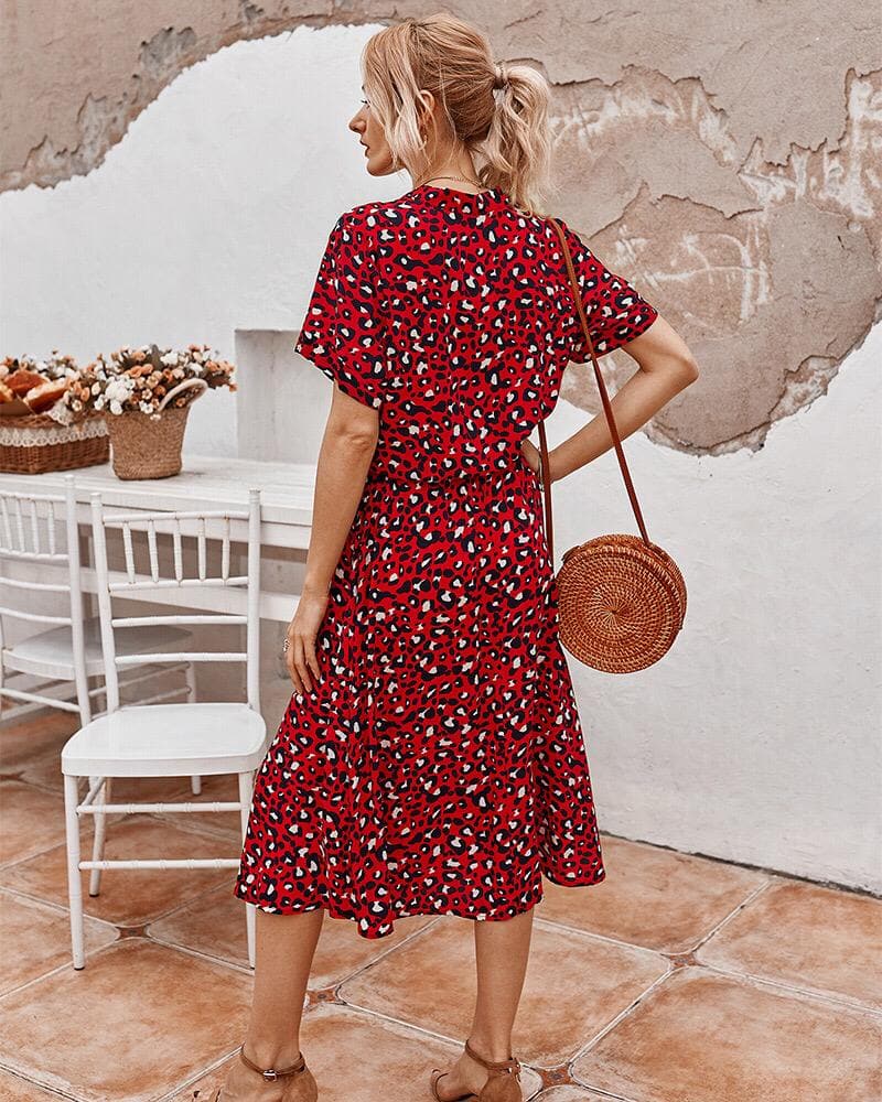 Robe femme à imprimé léopard, taille marquée, cinq coloris