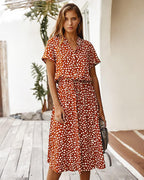 Robe femme à imprimé léopard, taille marquée, cinq coloris