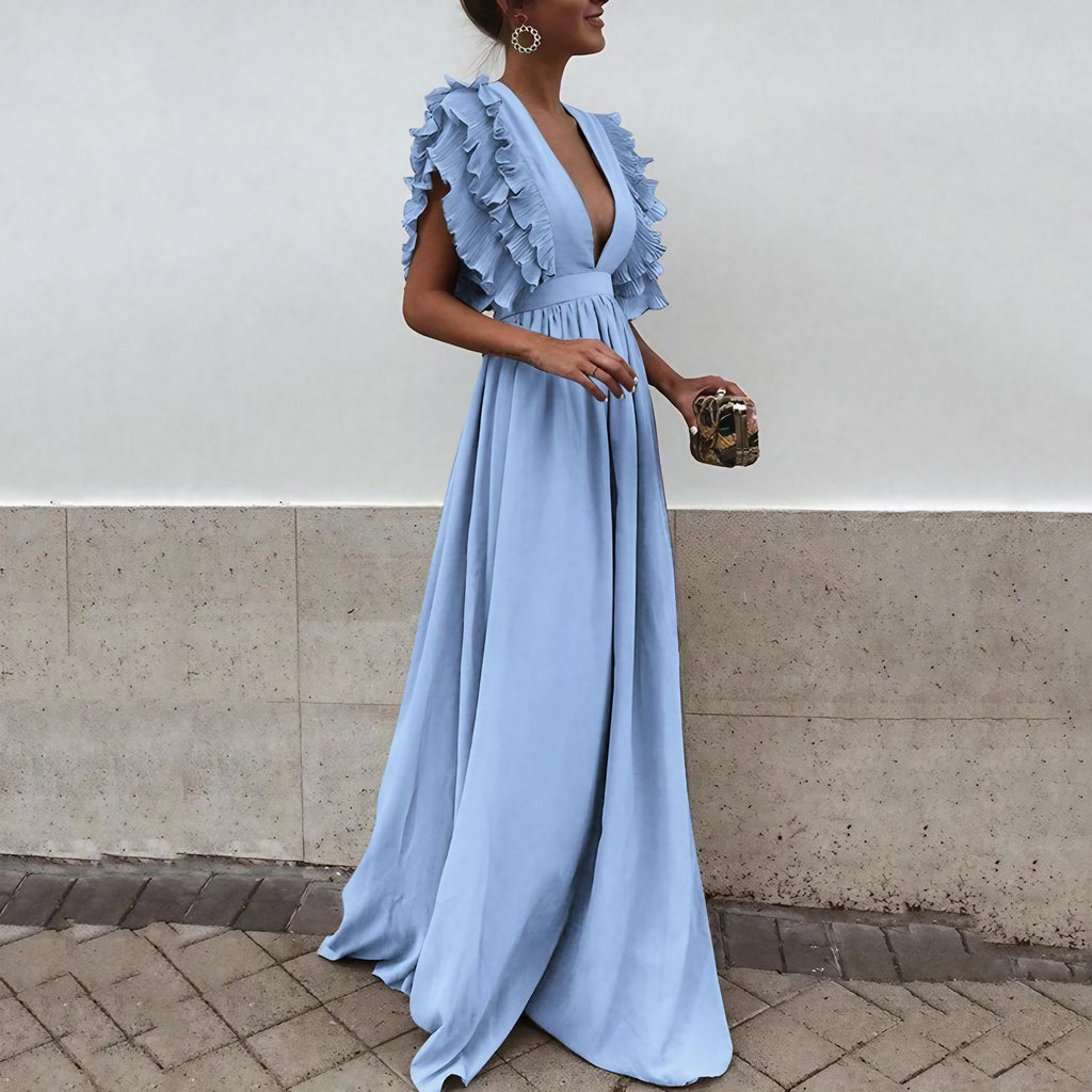 Robe femme à manches froncées, mi-saison, quatre coloris
