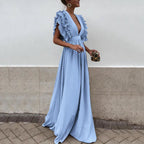 Robe femme à manches froncées, mi-saison, quatre coloris