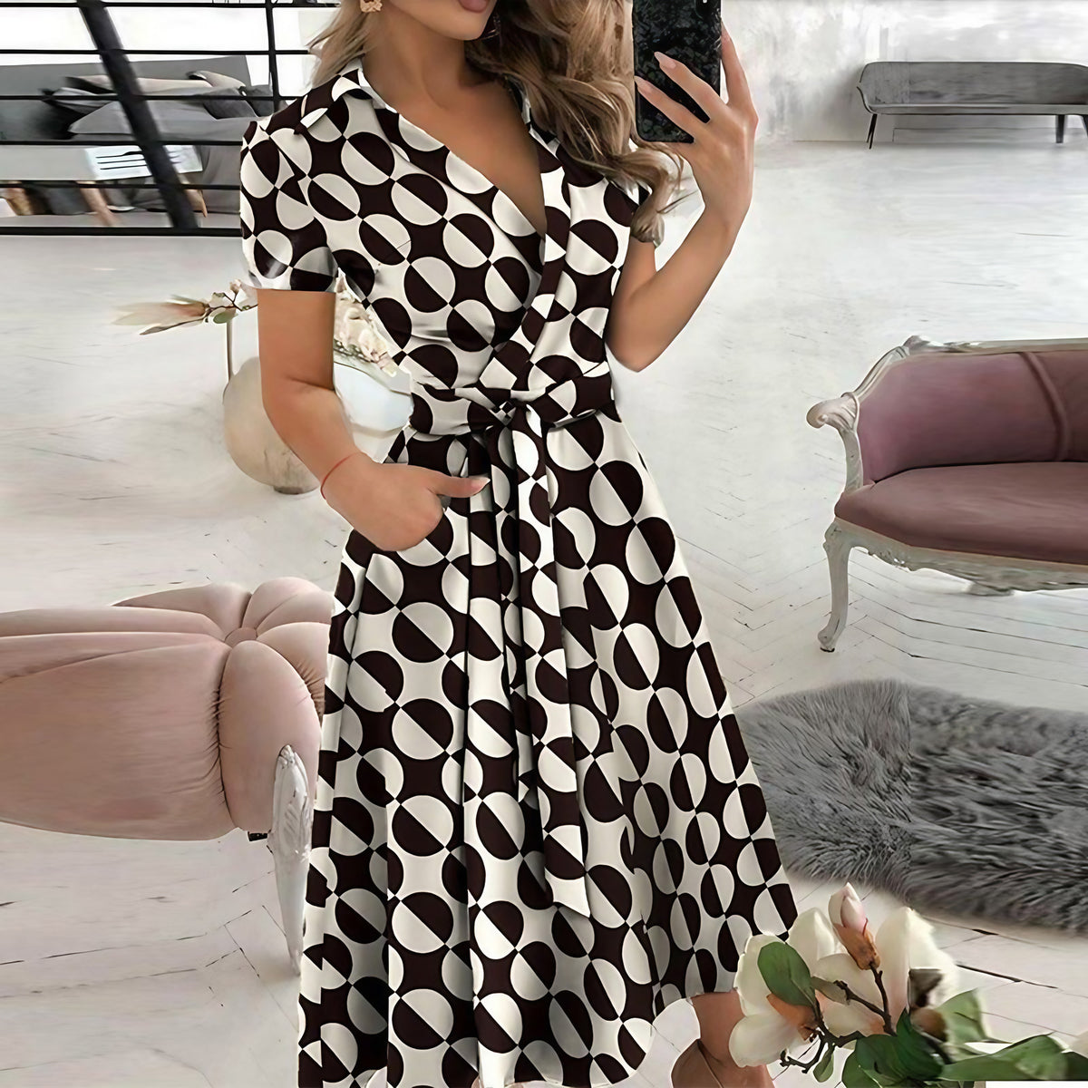 Robe longue femme à taille cintrée, treize coloris, noir et blanc