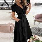 Robe longue femme à taille cintrée, treize coloris, noir 2