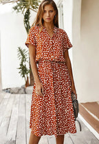 Robe de jour femme, huit coloris, du 36 au 46, rouge orangé