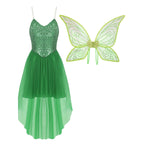 Déguisement de fée femme, robe avec ailes de papillon amovibles