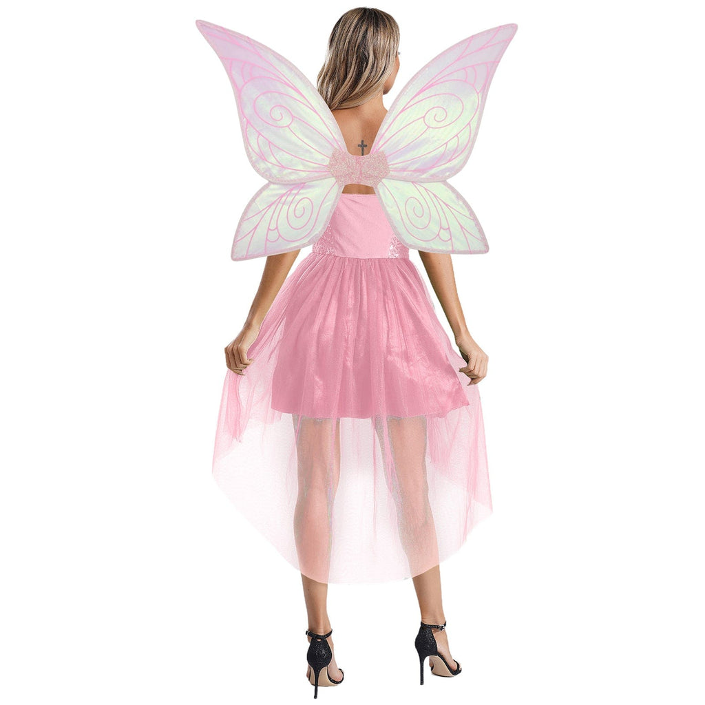 Déguisement de fée femme, robe avec ailes de papillon amovibles